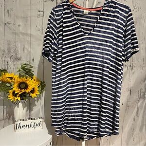 Saint Tropez West Blue White Stripe Coverup Sz 1X Preowned